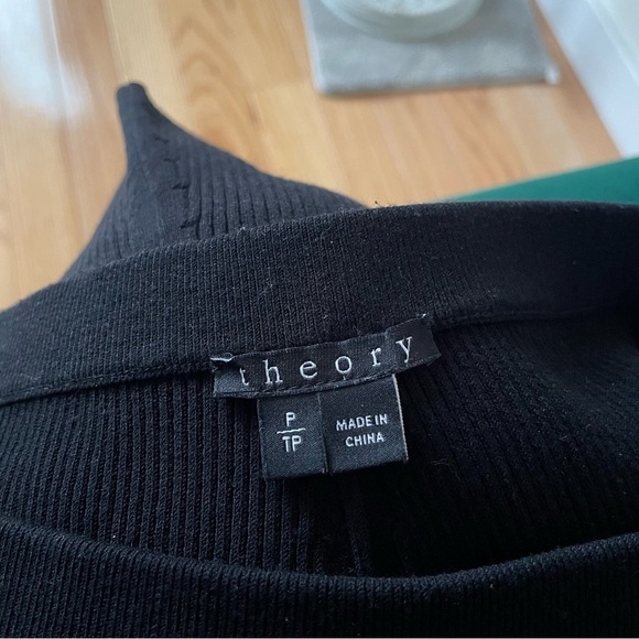 Theory Arryn Prosecco Viscose Knit Ribbed Black A Line Mini Skirt EUC Size XS - Picture 9 of 12